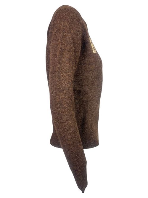 girocollo donna marrone con scritta bollicine girl MC2 Saint Barth | NEW QUEEN ALPACA - BOLLICINE GIRL18 STRASS